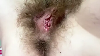 Intense Close-Up Of Masturbation With Hairy Pussy And Dripping Creampie